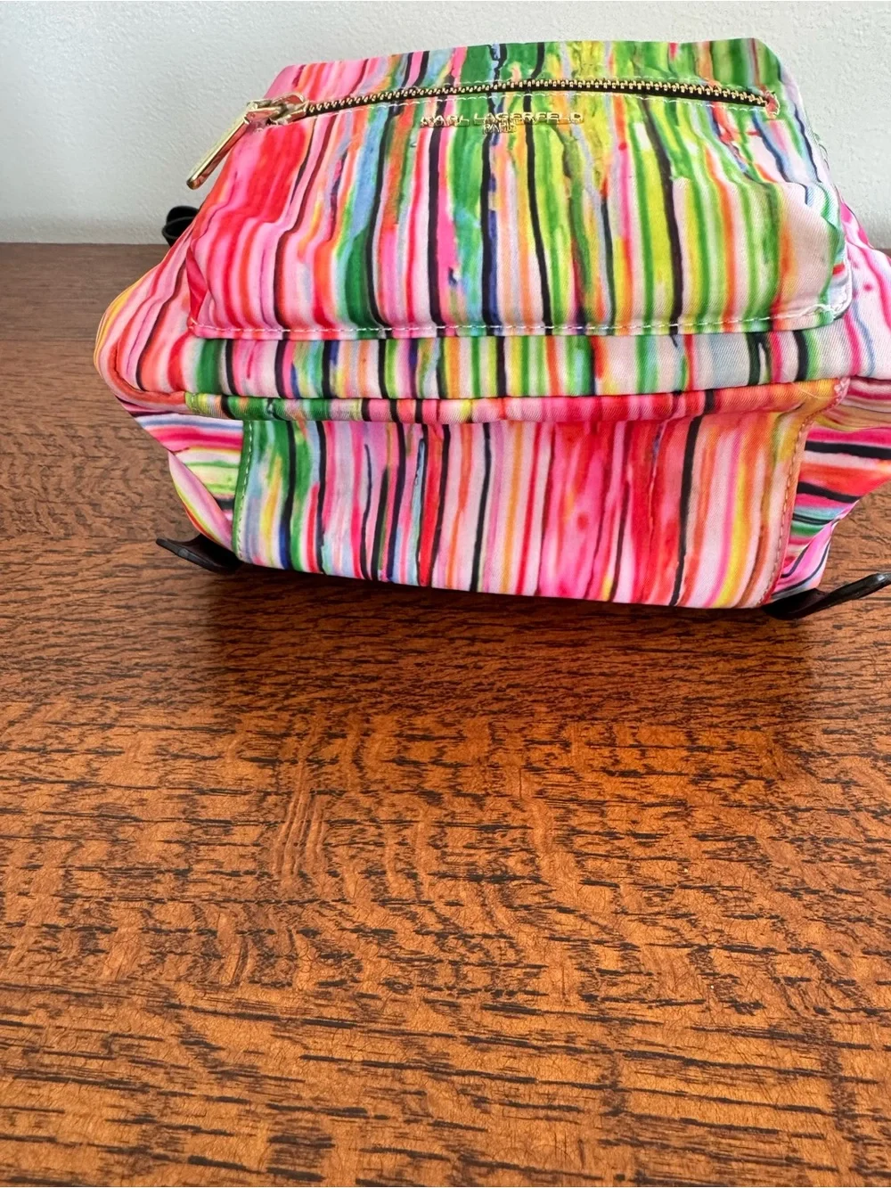 NWOT Karl Lagerfeld Paris Amour Rainbow Stripe Mini Backpack